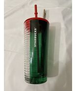 Starbucks Holiday 2021 Clear Ribbed &amp; Green Glass 18 oz Tumbler Cup - €17,03 EUR