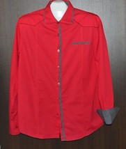 Xios Mens Red Gray Trim Blouse Cotton Size XL  NEW - $21.67