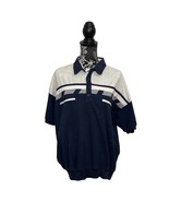Vintage Colin Spykes Color Block Banded Hem Polo Shirt Navy Blue White S... - £22.83 GBP