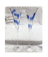 Crystal Hand-Blown Champagne Flutes w/Cobalt Blue Confetti Spots - $452.95 MXN