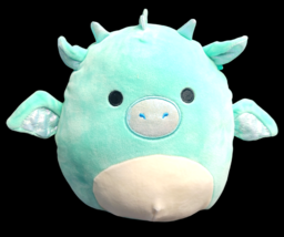 Squishmallow Miles the Dragon 10&quot; Plush Teal Green Metallic Fabric Accents 2020 - £12.86 GBP