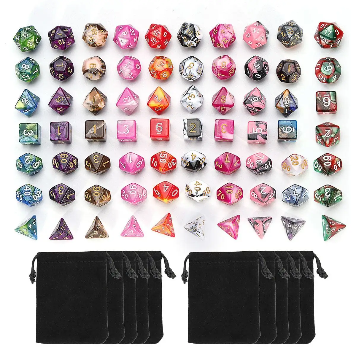 Sporting 7Pcs Dice Set Polyhedral Mixed Color Dice For RPG Role Playing Game Boa - £23.51 GBP