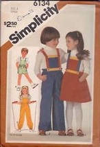 Simplicity Pattern 6134 Child's Overalls, Sundress or Jumper Size 3 - $2.00