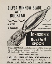 1961 Print Ad Johnson&#39;s Silver Minnow Blade Bucktail Fishing Spoons Lures  - $8.35