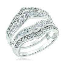 2Ct Redondo Imitación Diamante Boda Potenciador Ring 14k Bañado en Oro Blanco - £71.49 GBP