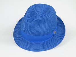 Men's Bently Semi Crushable Fedora Briad Straw Hat Leonardo LE237 Royal Blue image 3