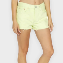 NWT LEVI&#39;S 501 high rise neon yellow cutoff jean shorts | women&#39;s size 28 - £27.07 GBP