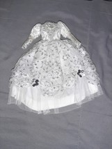 12” Vintage Mattel Barbie Outfit 1980’s Wedding Dress Lace Mesh Silver Trim - $25.00