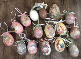 16pc Decoupage Picture Easter Egg Collectable Lot Table Décor Bunny Cat Chicks - £48.10 GBP