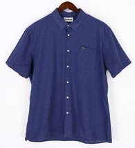 Barbour Nelson Shirt Mens Large Blue Summer Linen Cotton Blend - $35.74