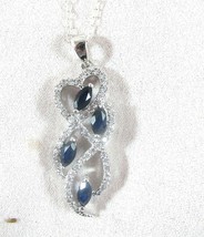 Blue Sapphire Infinity Sterling Silver Necklace with Chain - £61.13 GBP