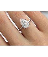 Lab diamond engagement ring, Pear cut diamond ring, solitaire engagement... - $3,999.66 CAD+