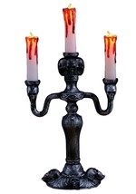 Gothic Haunted Mansion 3-Light BLACK SKULL CANDELABRA LED Candle Lamp De... - $264.87 MXN