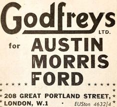 1954 Godfreys Austin Morris Ford London Dealer Advertisement Automobilia... - $363.77 MXN