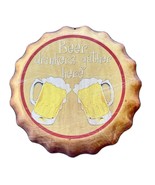 Beer Drinkers Gather Here Metal Wall Art Bottle Cap Shape Bar Man Cave G... - $278.12 MXN