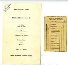 British Transport Catering Service 1958 Afternoon Tea Menu &amp; Conductors ... - £35.12 GBP