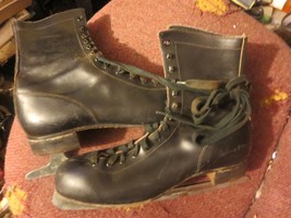 Vintage Laurentian Sheffield steel Canada Ice Skates Black mens Black le... - £14.40 GBP