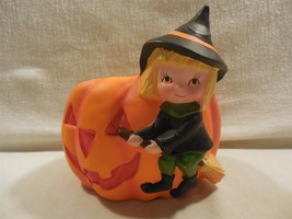 Vintage Napco Japan Ceramic Halloween Witch Jack-O-Lantern Pumpkin Planter - $29.95