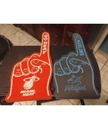 Miami Heat Go Heat Foam Finger Hand  &amp; Miami Marlins Go Marlins Foam fin... - £15.44 GBP