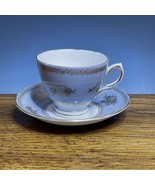 Vintage Colclough Ridgway Bone China Teacup &amp; Saucer Set England Blue Wh... - $42.18 CAD