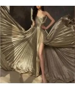 Strapless Sleeveless Thigh-High Slit Dress Sexy Shiny Dress Floor Length... - $152.00