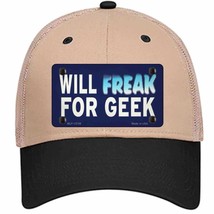 Will Freak For Geek Novelty Khaki Mesh License Plate Hat Tag - £22.64 GBP