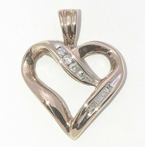 1/7 ct DIAMOND ACCENT HEART PENDANT REAL SOLID 10 k GOLD 2.0 g - £177.24 GBP