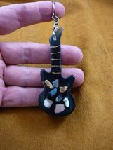 (KEY-23)  blue white Mexican Opals opal black Guitar instument keychain ... - $15.94