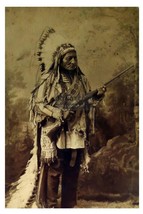 Chief Sitting Bull Holding Rifle Native American Leader 4X6 Photo - £6.31 GBP