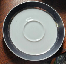 MIkasa Pivotal Mntina 5023 Tea Cup Saucer Ben Seibel Japan Black &quot;Silver... - $129.23 MXN