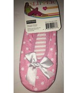Blue Star fashion ballerina house slipper-S/M SZ 6-8-pink w poka dots/wh... - $14.73