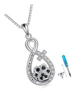 Pet Urn Necklace for Ashes - Sterling Silver Double Paw With Ash for - $158.75