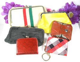 Lot of 6 Vintage COIN CHANGE PURSE Wallets Leather HUME, ST THOMAS Vinyl... - $350.43 MXN