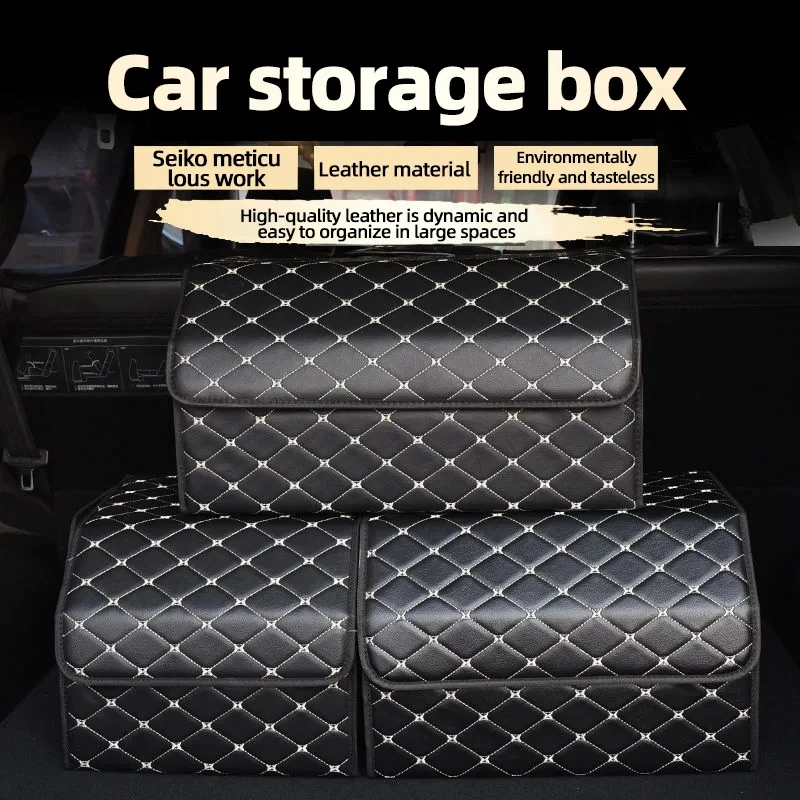 Car Trunk Storage Box PU Leather Car Foldable Storage Multiuse Portable Storage - £17.52 GBP+