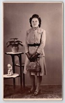 RPPC Lovely 1940s Career Girl Her Gloves Handbag Studio Photo Postcard V23 - £9.52 GBP