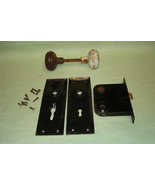 Old House Door Knob Lock Set Plate Farm House Brass Paint Screws Handle ... - $466.46 MXN