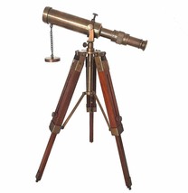 Nautical Brass Antique Finish Spyglass Navy Telescope W/Brown Tripod Stand Gift - £132.91 GBP