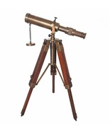 Nautical Brass Antique Finish Spyglass Navy Telescope W/Brown Tripod Sta... - £131.38 GBP