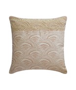 Peach Jacquard Pearl Embroidery 16&quot;x16&quot; Throw Pillow Cover Gretel - £35.96 GBP+