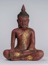 Antico Khmer Stile SE Asia Seduta Legno Enlightenment Statua Di Buddha 33cm/33cm - £324.74 GBP