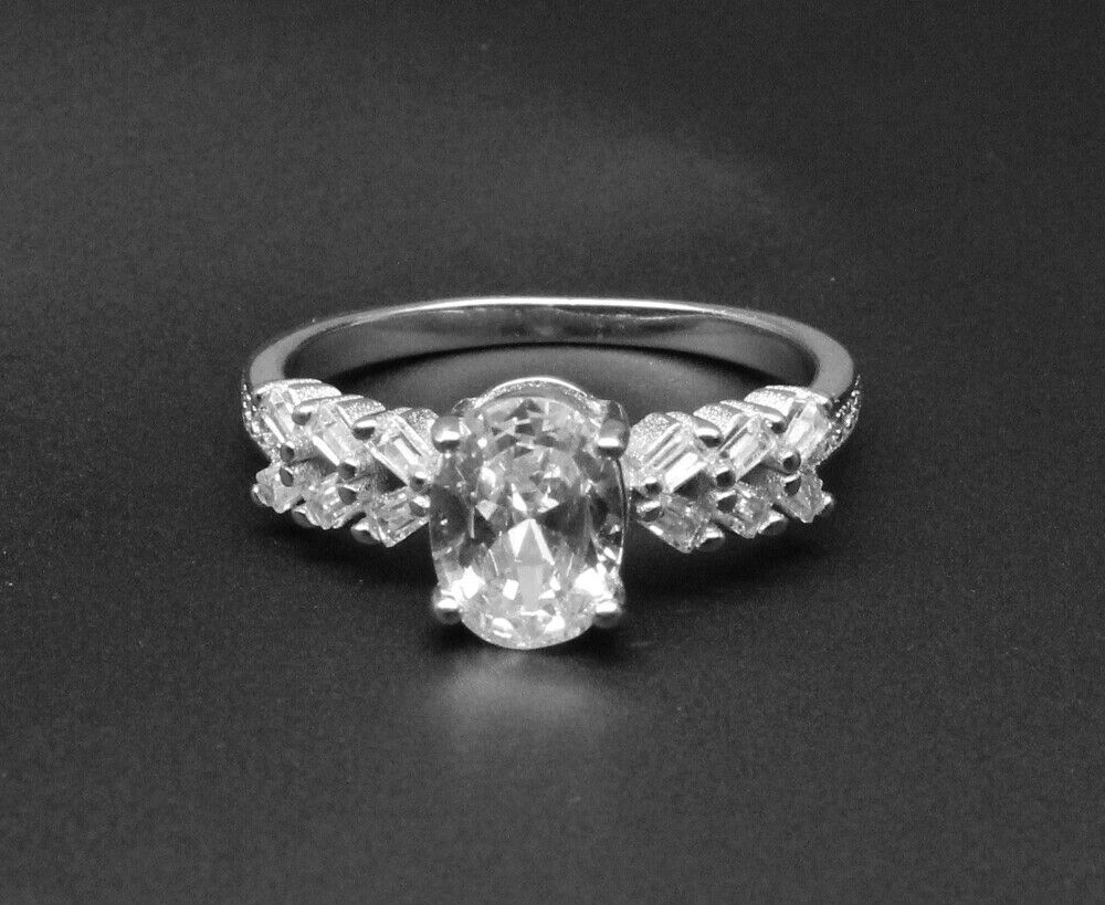 Primary image for Real Sterling Silver Ring CZ Studded Platinum Finish