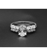 Real Sterling Silver Ring CZ Studded Platinum Finish - £27.82 GBP