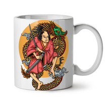 Samurai Sword Dragon Art NEW White Tea Coffee Mug 11 oz | Wellcoda - £12.68 GBP