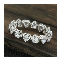 5ct Herz Künstlicher Diamant Volle Ewigkeit Jubiläum Band 14K Weiß Vergoldet - £144.15 GBP