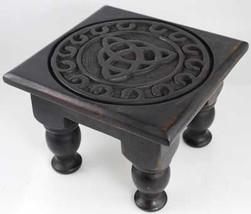 Celtic Triquetra 6&quot; Wooden Small Round Rustic Altar Table! - $27.67