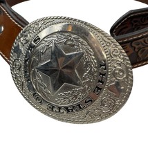 VTG Leather Belt with Great Seal of Texas Buckle, 51” Long, Lone Star Sz 43”-47” - £27.28 GBP