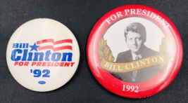 Lot of Two (2) Diff Vintage Bill Clinton 1992 For President Pins 2.25&quot; Dia - $9.49