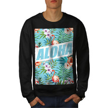 Wellcoda Aloha Holiday Mens Sweatshirt, Flamingo Casual Pullover Jumper - £24.09 GBP+