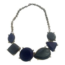 Statement Necklace Navy Grey Multi Shaped Faux Stones Fashion  - £10.12 GBP