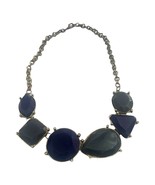 Statement Necklace Navy Grey Multi Shaped Faux Stones Fashion  - £10.11 GBP